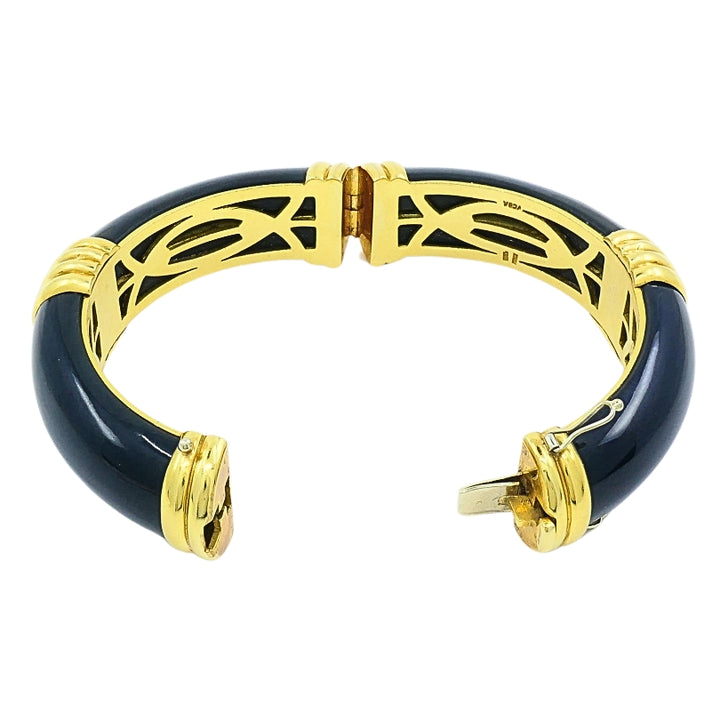 Van Cleef & Arpels 18K Gold Onyx Bangle Bracelet