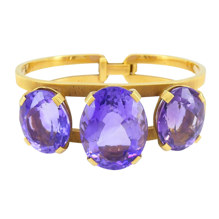 Vintage Hermès 18k Gold Amethyst Clamper Bracelet