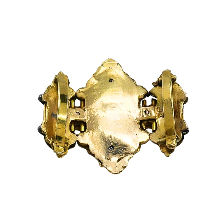 Antique Victorian 14K Gold Gemstone  Enamel Buckle