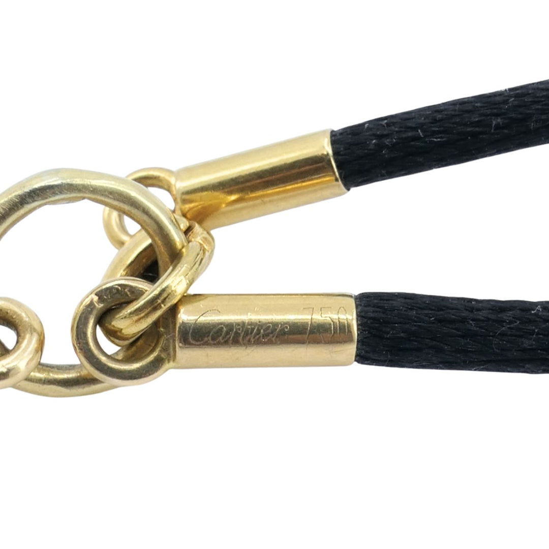Cartier 18k Gold Arrow Pendant Black Silk Cord Necklace