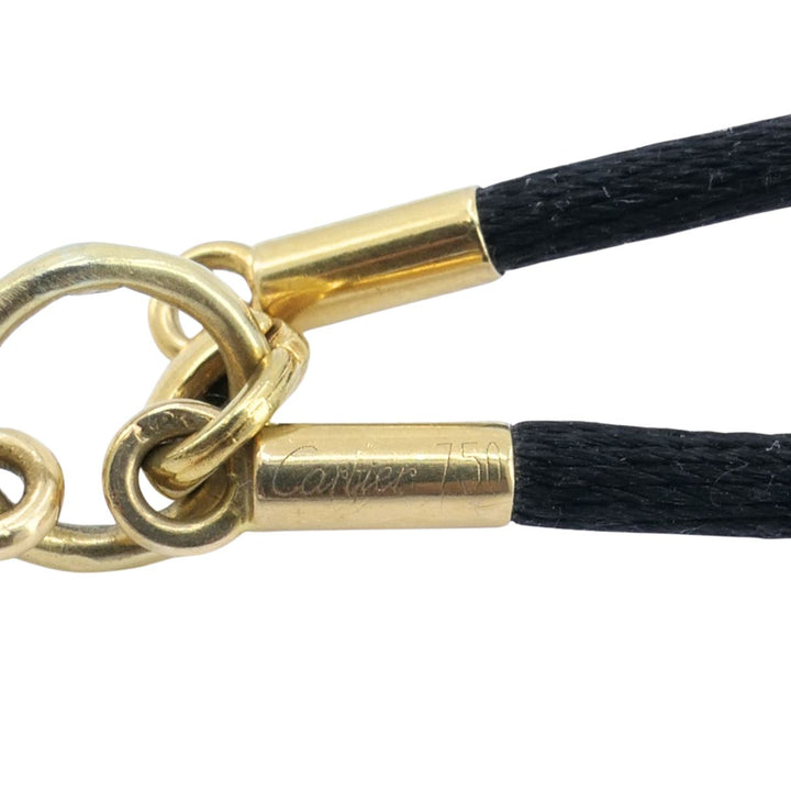Cartier 18k Gold Arrow Pendant Black Silk Cord Necklace