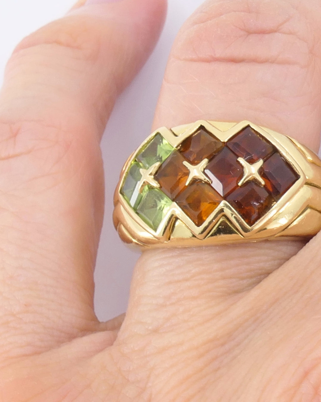 Bvlgari Bulgari Gemstone 18k Gold Cocktail Ring circa 1990s