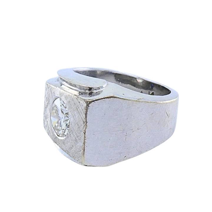 Vintage 14k White Gold Diamond Sapphire Angular Ring
