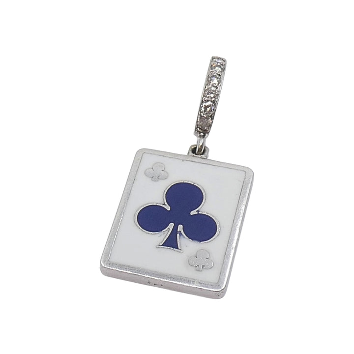 Vintage 12k Gold Playing Card Club Charm Pavé Diamond Bail