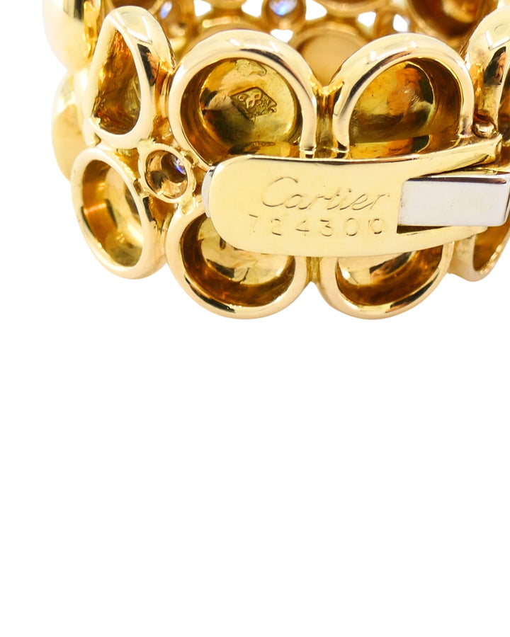 Cartier Honeymoon Clip-On Earrings 18k Gold Diamond Hoop Earrings