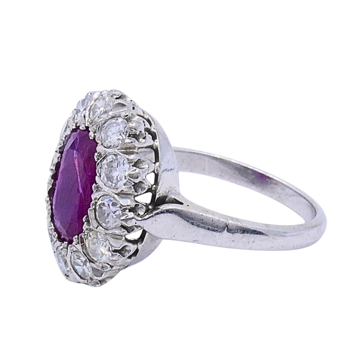 Vintage Ruby Diamond Cluster Ring 14k Gold