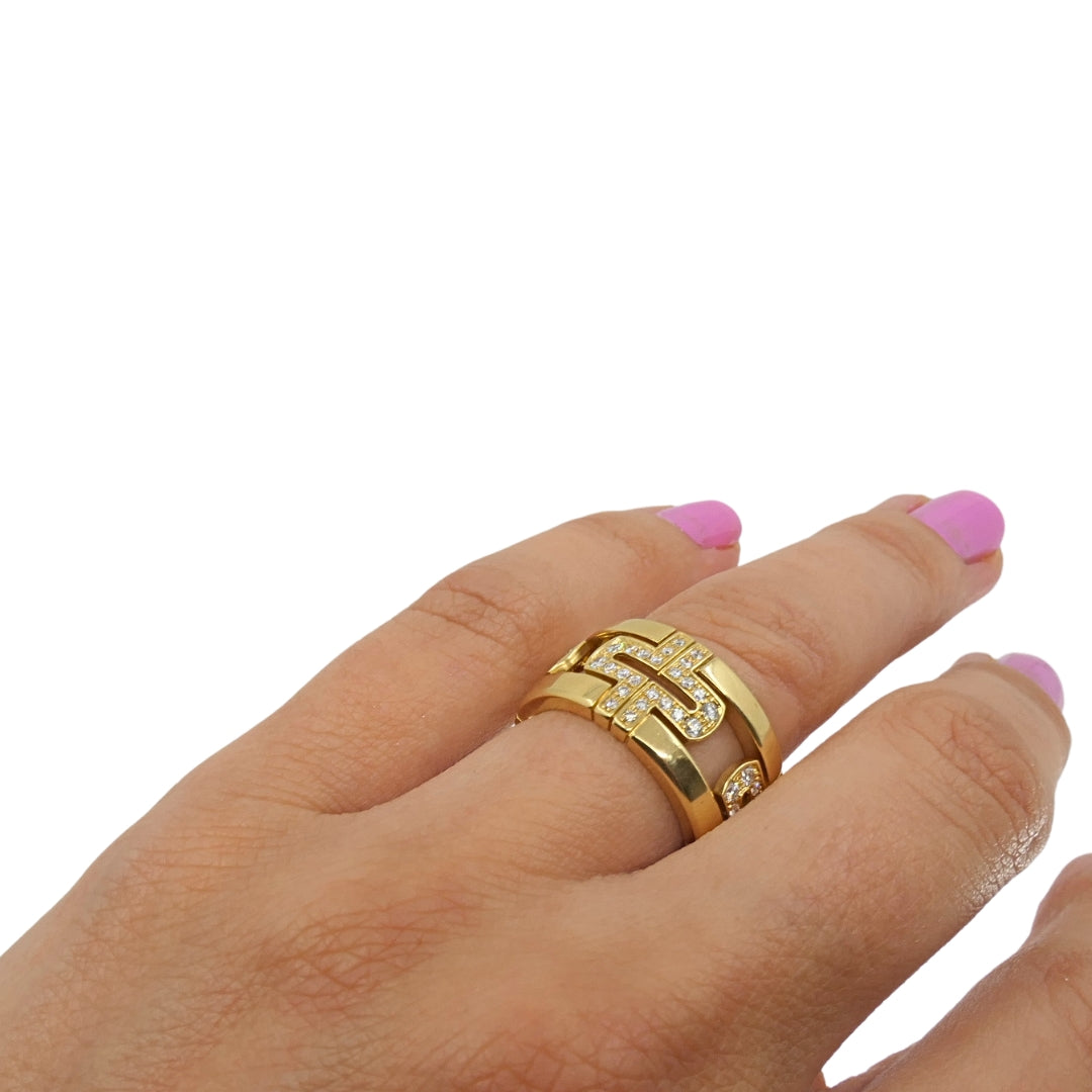 Bvlgari Bulgari Parentesi Diamond Ring 18k Gold Band Ring