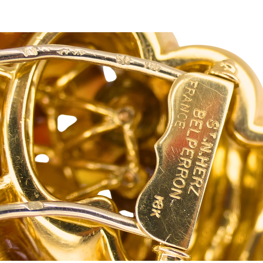 Suzanne Belperron 18k Gold Citrine Cornucopia Clip Brooch Signed “S. N. Herz Belperron”