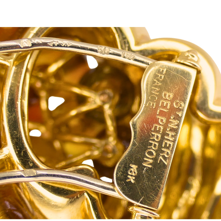 Suzanne Belperron 18k Gold Citrine Cornucopia Clip Brooch Signed “S. N. Herz Belperron”