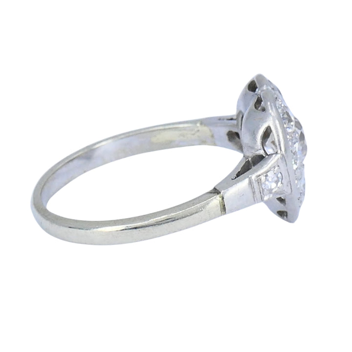 Vintage Art Deco Diamond Heart Cluster Ring 10k Gold Platinum