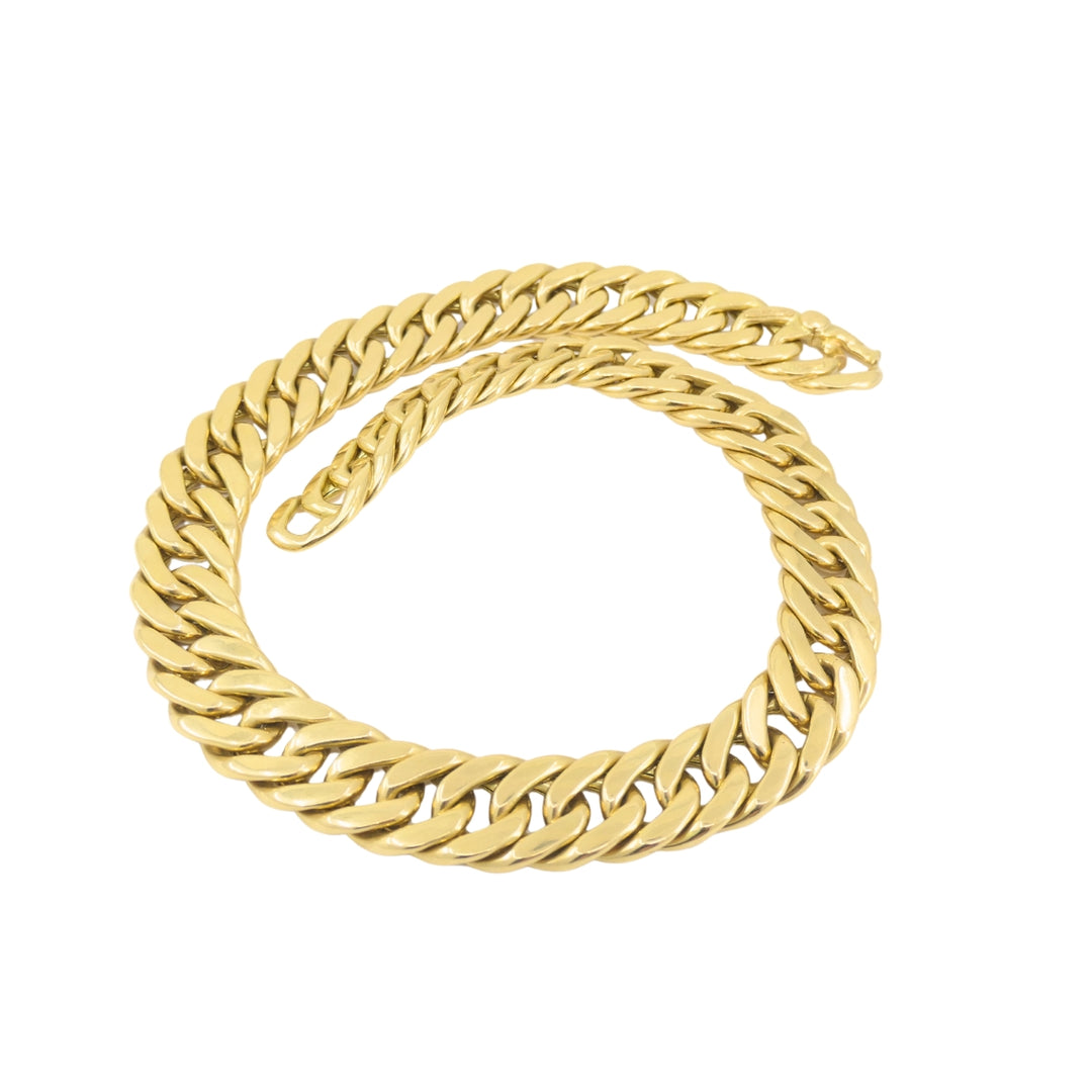 Vintage Carlo Weingrill Necklace 18k Gold Flat Curb Link Necklace