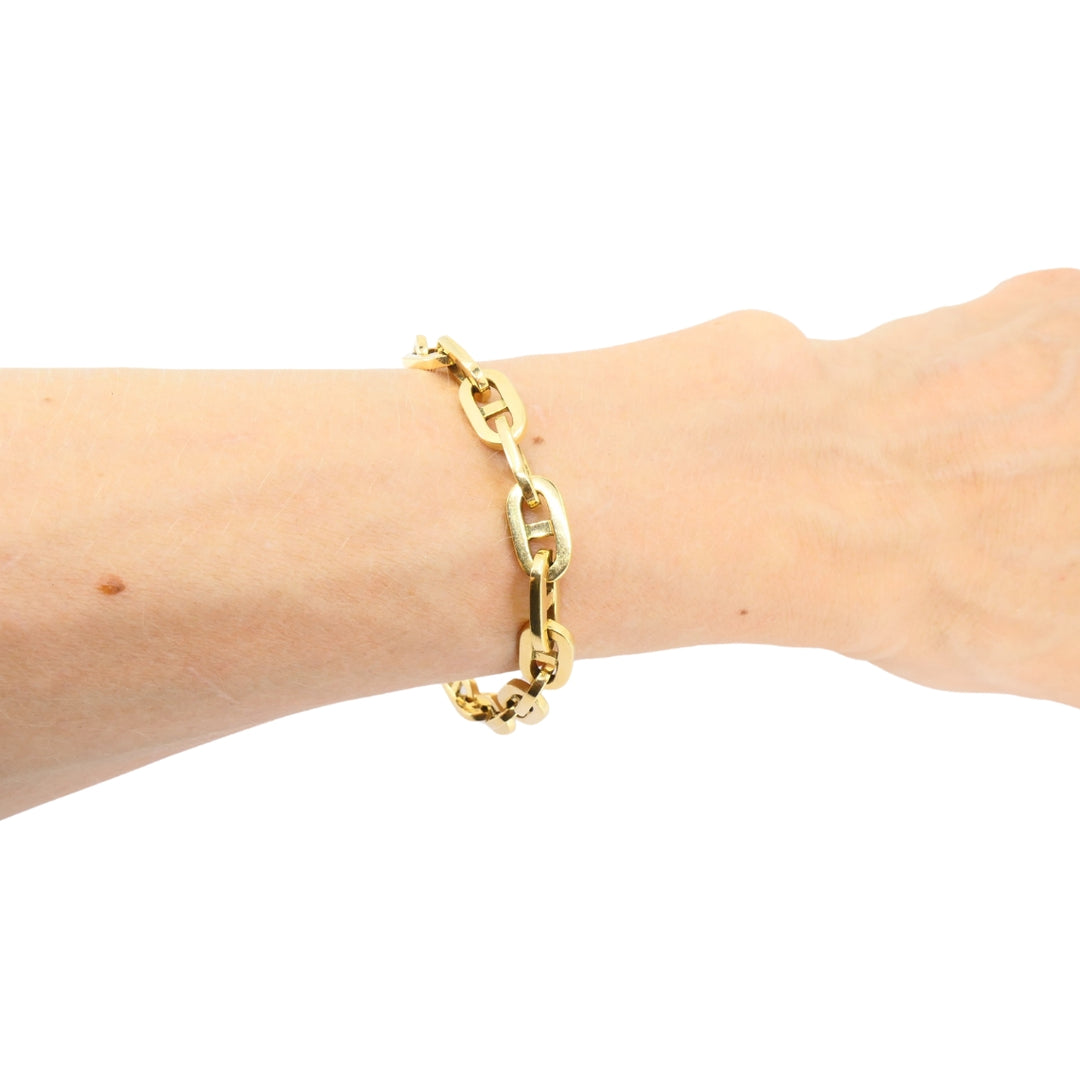Vintage French Anchor Link Chain Bracelet 18k Gold