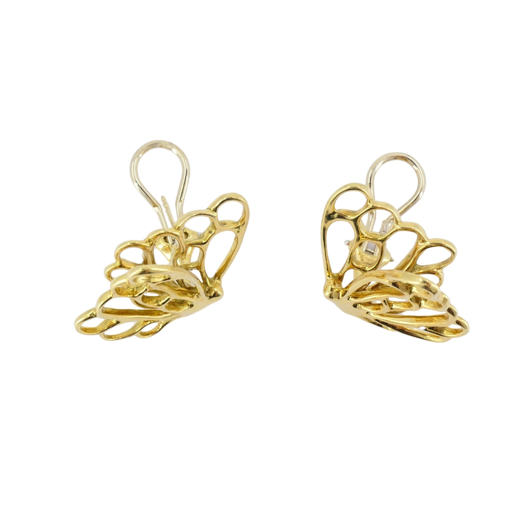 Angela Cummings 18k Gold Butterfly Earrings Vintage Designer Jewelry