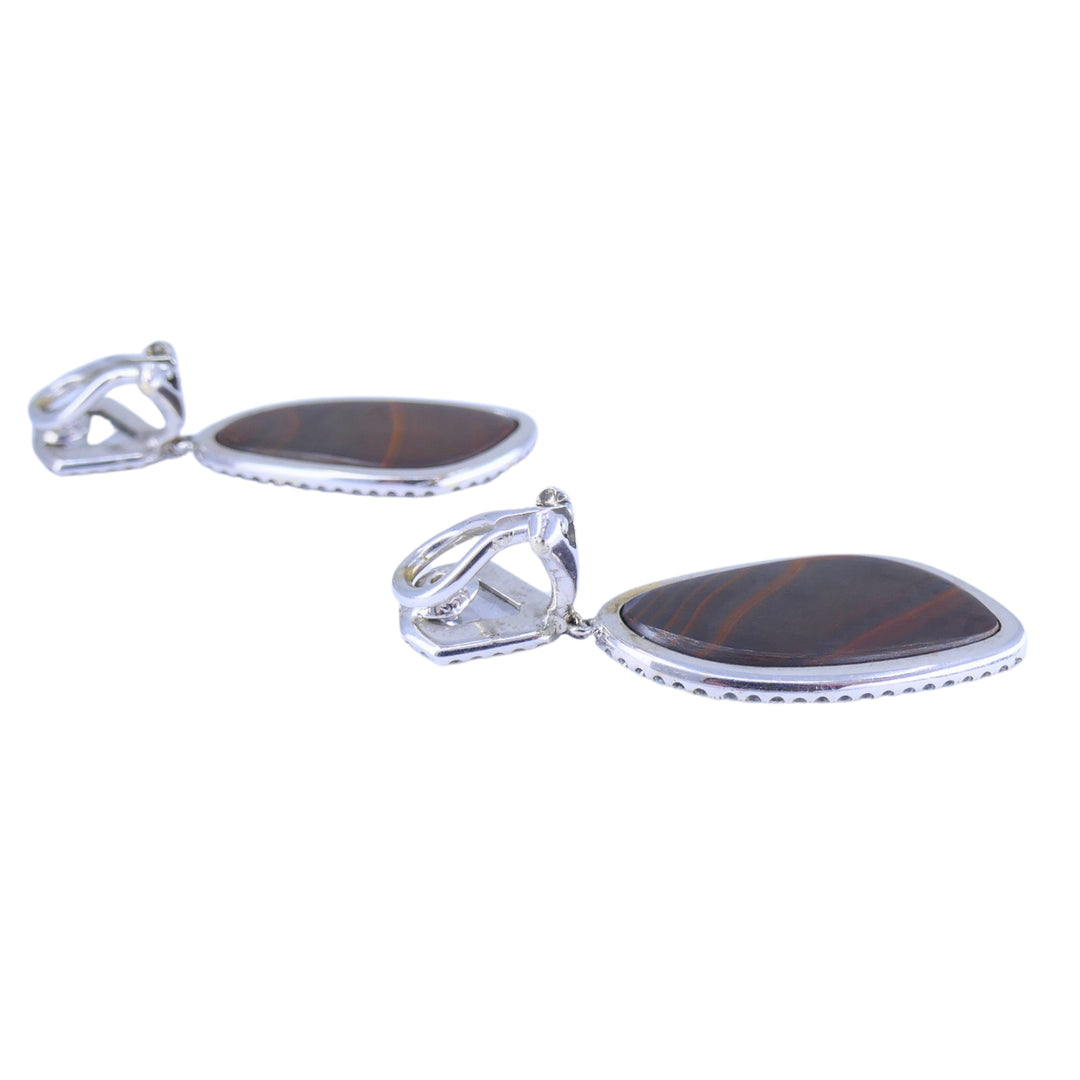Spectacular Australian Boulder Opal Diamond 18K White Gold Drop Earrings – Electric Blue & Green