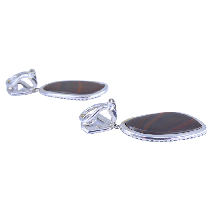 Spectacular Australian Boulder Opal Diamond 18K White Gold Drop Earrings – Electric Blue & Green