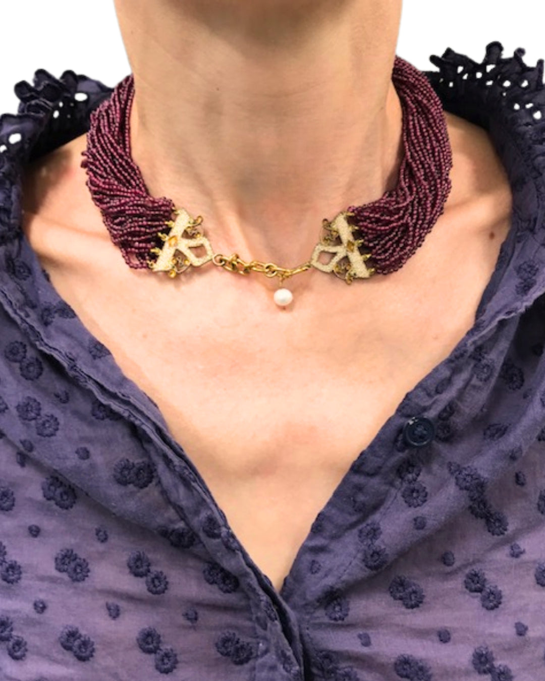 Percossi Papi Collar Necklace Bead Enamel Micropearl