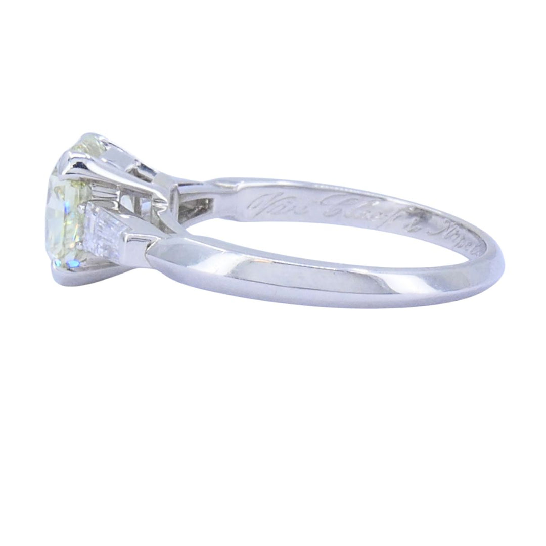 Van Cleef & Arpels Platinum Yellow Diamond 3 Stone Engagement Ring GIA