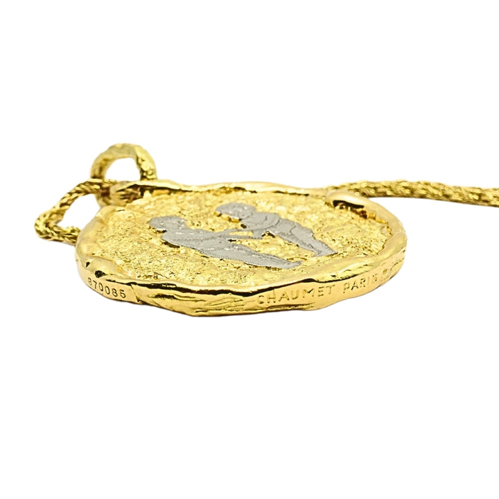 Chaumet Gemini Zodiac Pendant White Yellow Gold Necklace