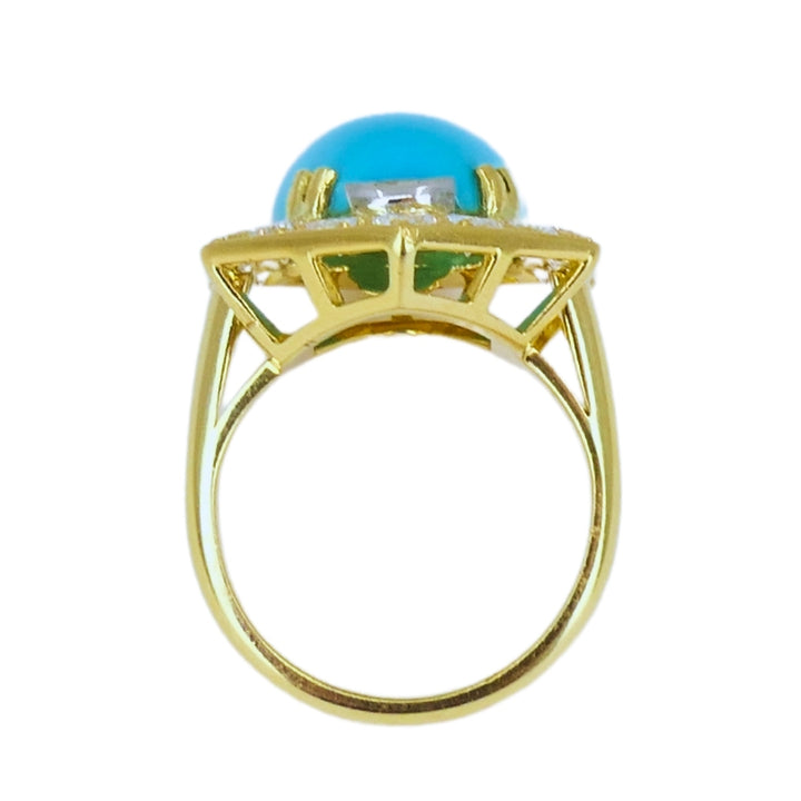 Chaumet Vintage Turquoise Ring Gold Diamond