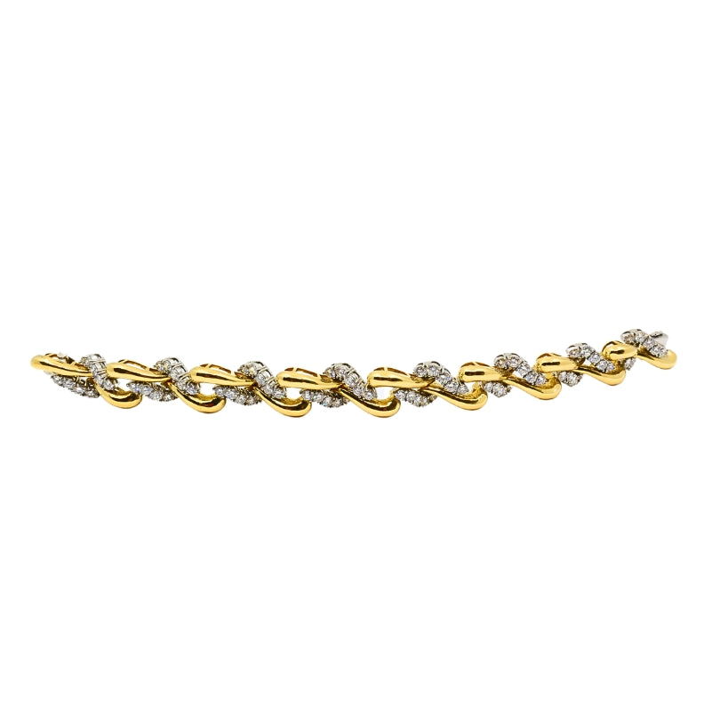 Vintage French Platinum & 18k Gold Diamond Bracelet