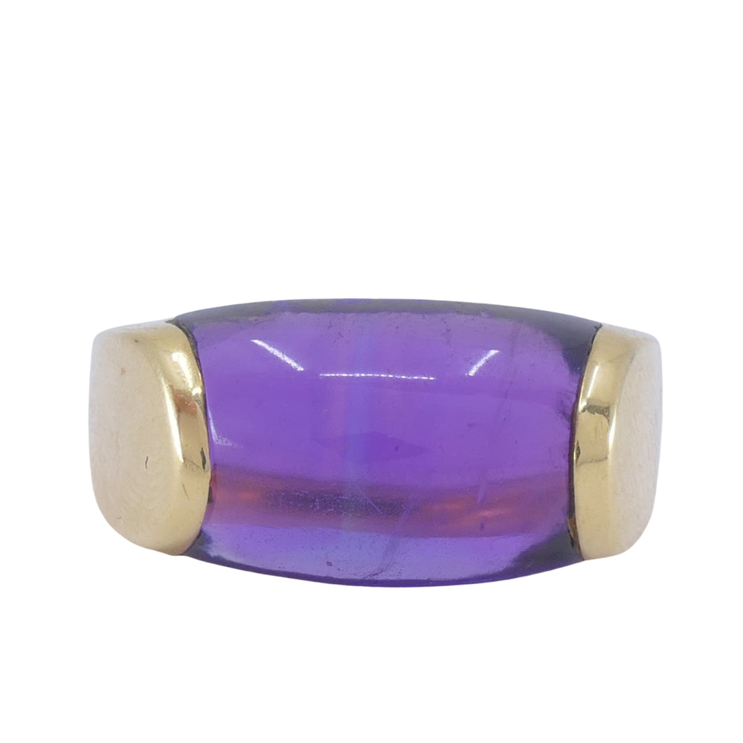Vintage Bvlgari Tronchetto 18k Gold Amethyst Ring, Size 6.5