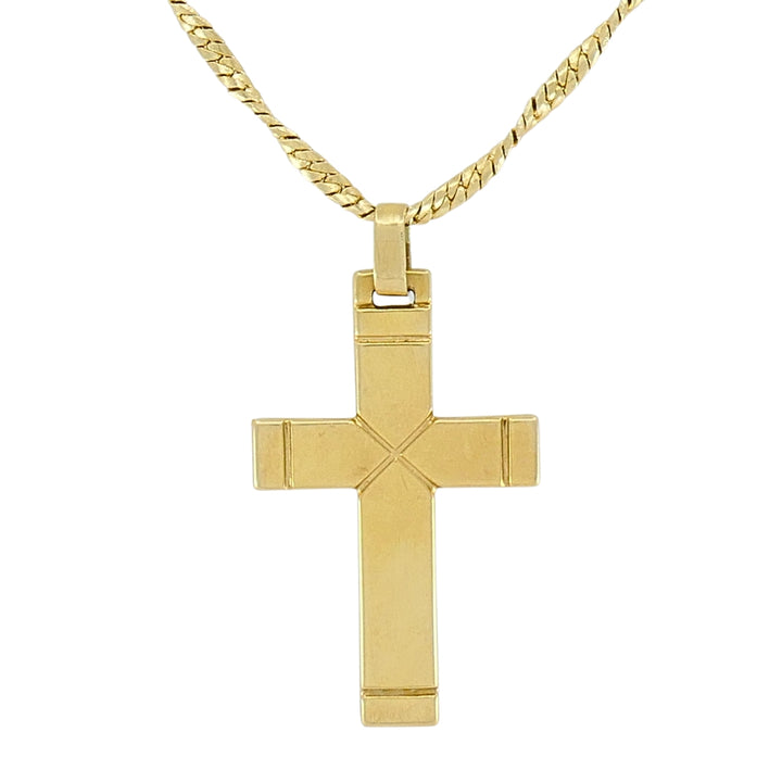 Vintage 14k Gold Cross Pendant Necklace Twisted Chain