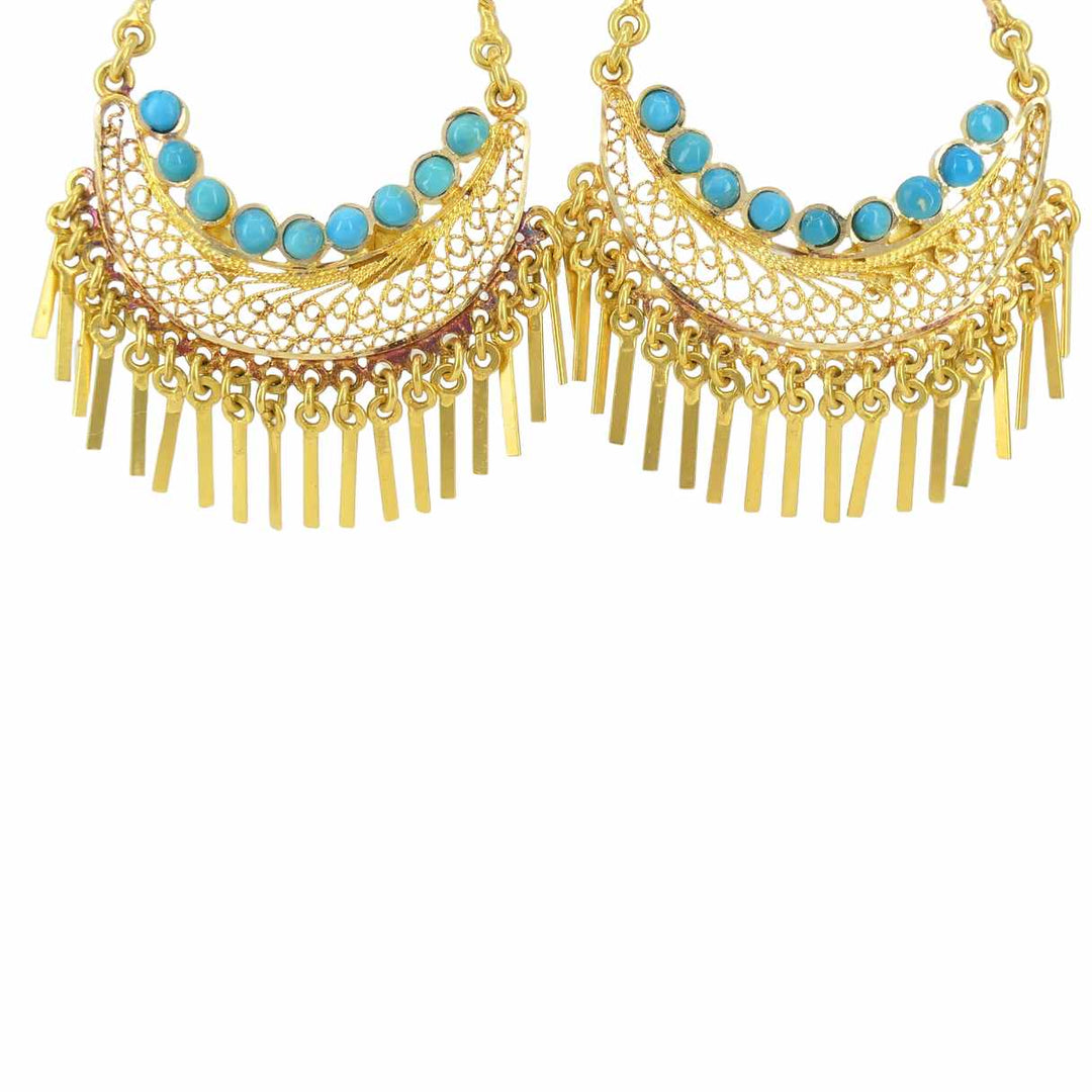 Vintage 18k Gold Turquoise Chandelier Earrings