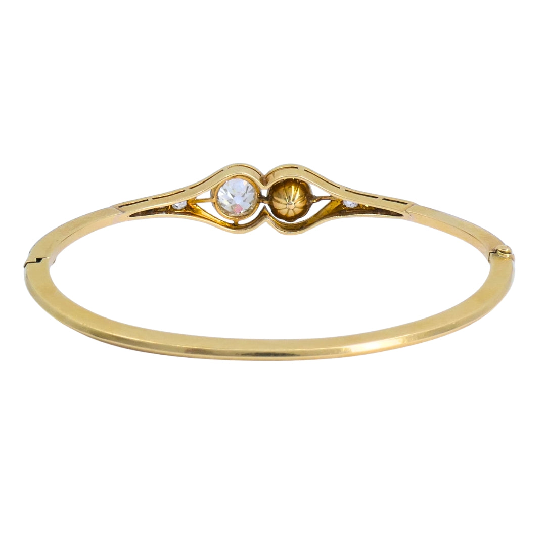Edwardian Diamond Bracelet Pearl Gold Platinum Filigree Pattern