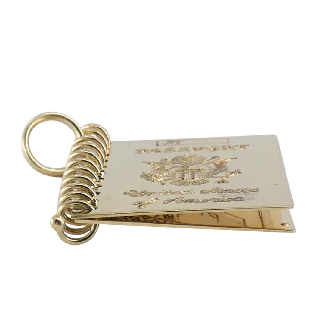 Mid Century 14k Gold United States Passport Charm Pendant