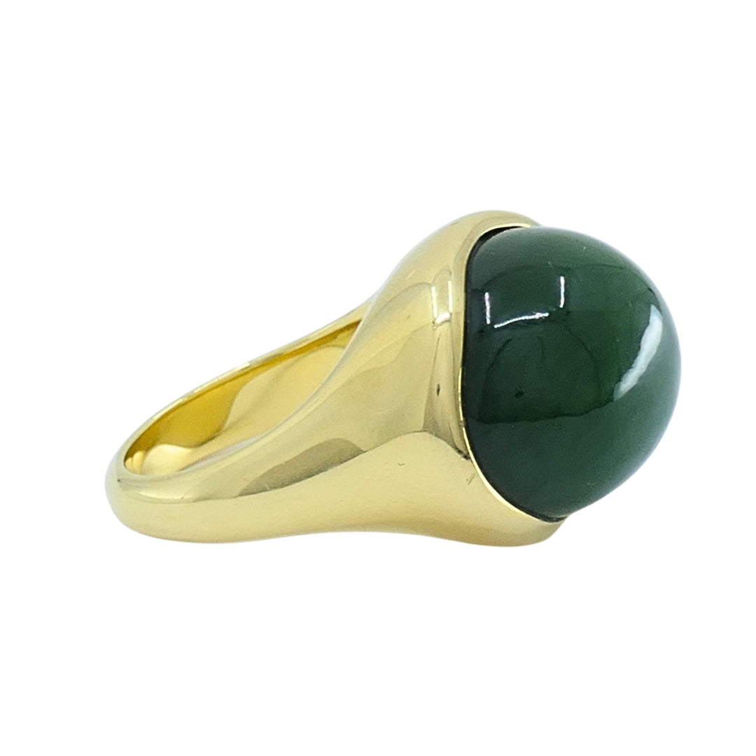 Tiffany & Co. Elsa Peretti 18k Gold Jade Cabochon Dome Ring