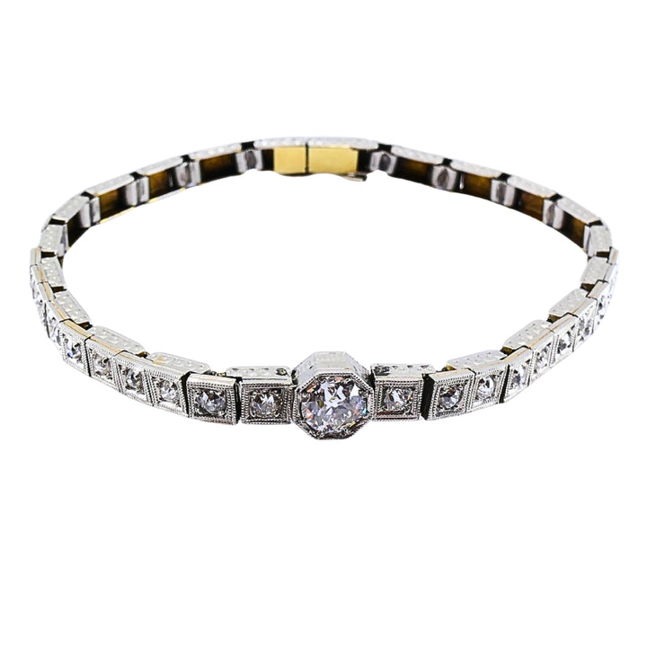 Vintage 14k White Gold Diamond Bracelet Estate Jewelry