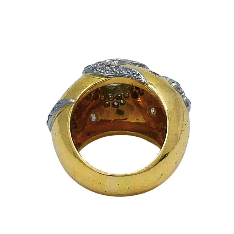 Vintage 18k Gold Diamond Floral Dome Ring