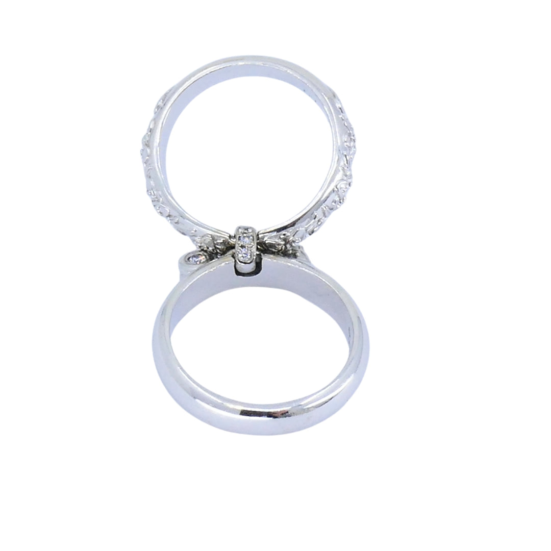 Carrera y Carrera 18k White Gold Double Ring Diamond Floral Design