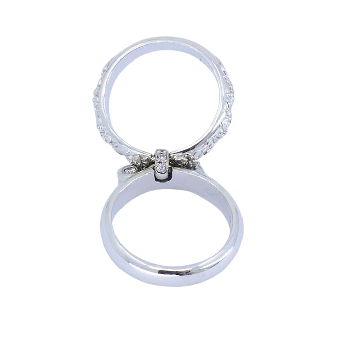 Carrera y Carrera 18k White Gold Double Ring Diamond Floral Design