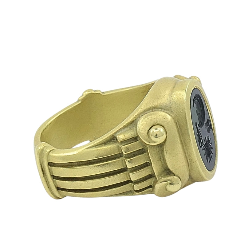 Kieselstein Cord Ring 18k Gold Green Tourmaline Intaglio
