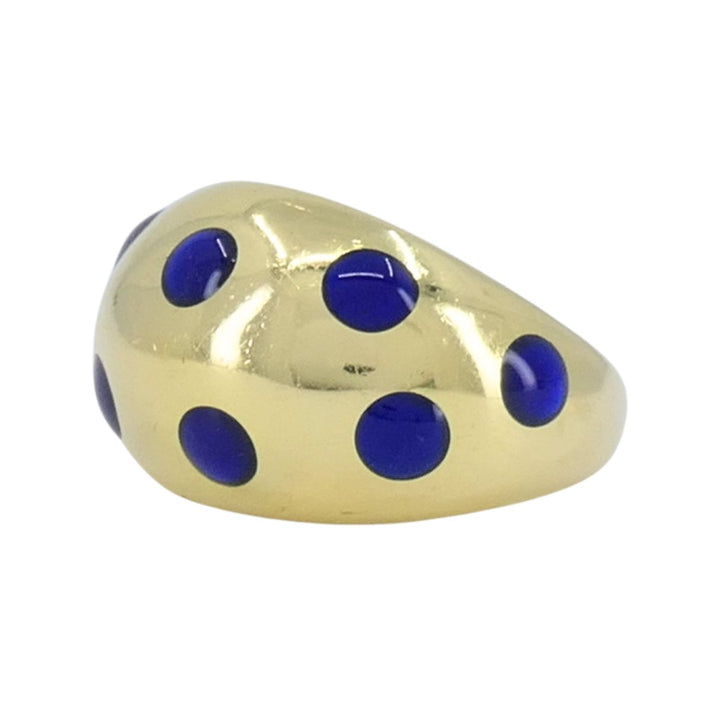Vintage Van Cleef & Arpels 18k Gold Blue Enamel Ring