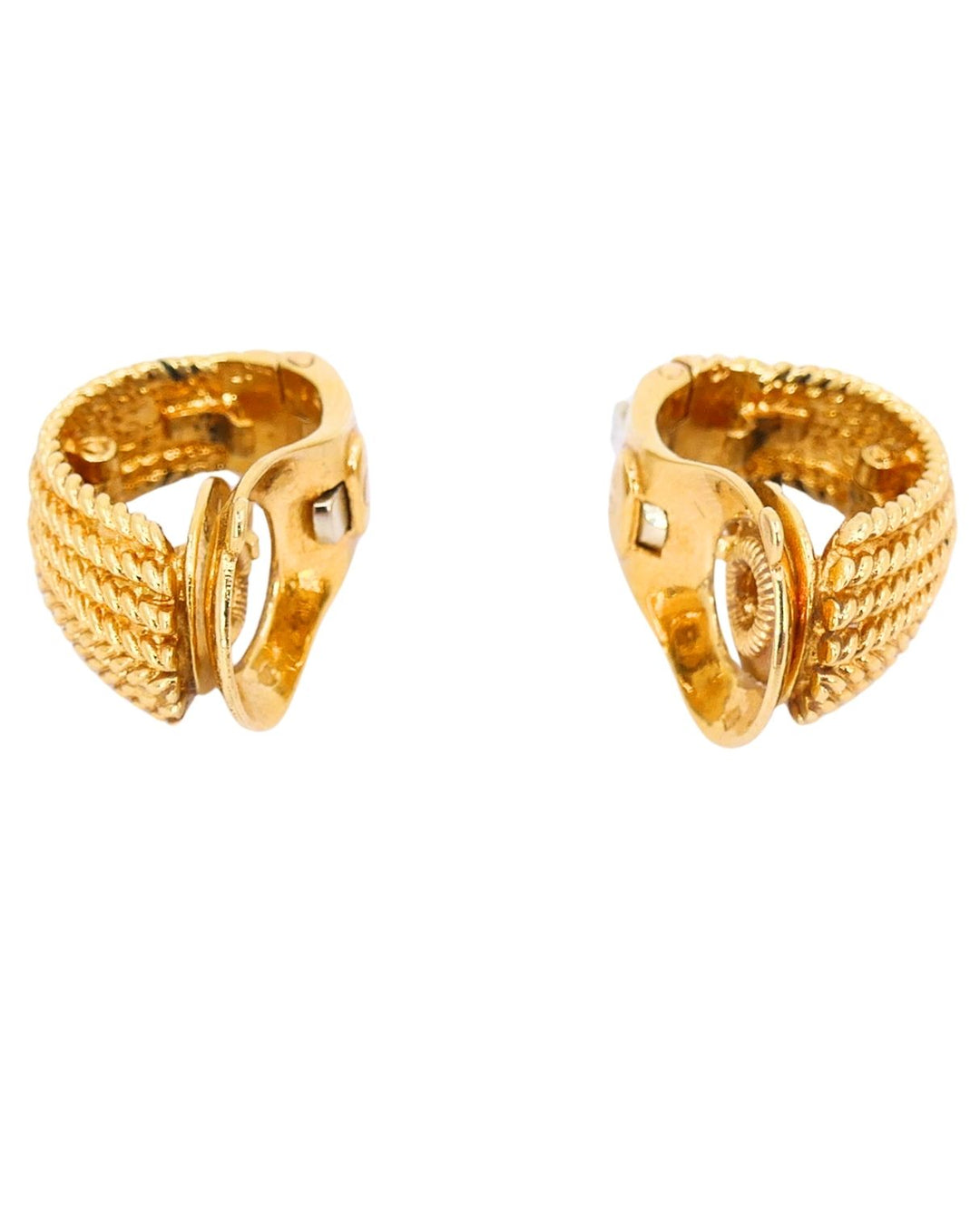 Van Cleef & Arpels 18k Gold Hoop Earrings Interchangeable Gemstone Inserts