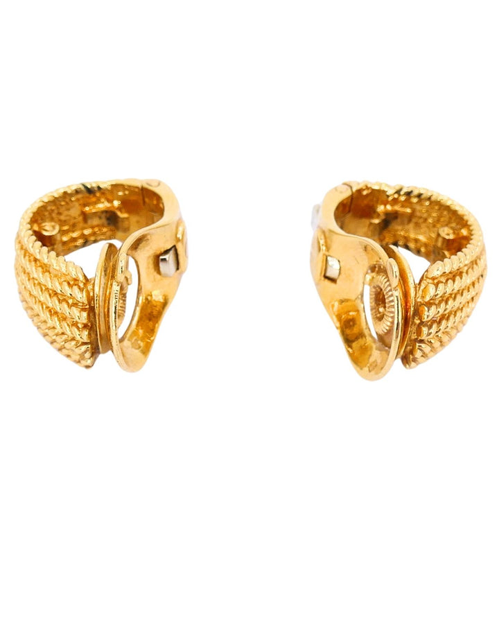 Van Cleef & Arpels 18k Gold Hoop Earrings Interchangeable Gemstone Inserts