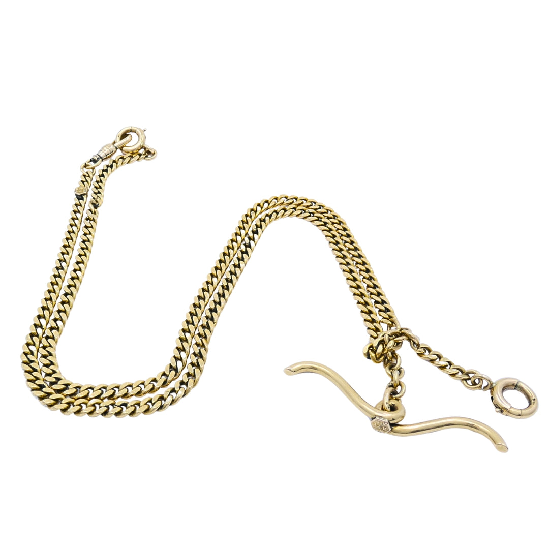 Antique 14k Gold Curb Link Necklace with Hook Clasp, Dated 1918