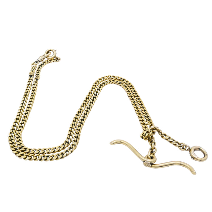 Antique 14k Gold Curb Link Necklace with Hook Clasp, Dated 1918