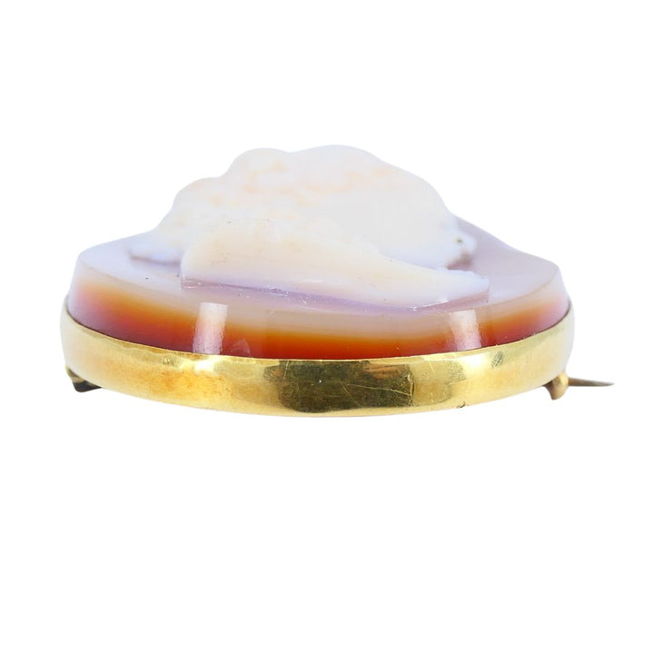 Antique 14K Gold Hardstone Agate Cameo Brooch