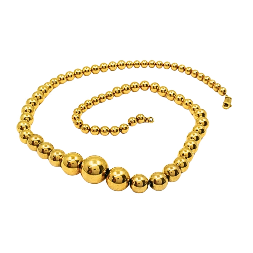 Aurafin 18k Yellow Gold Graduated Bead Necklace
