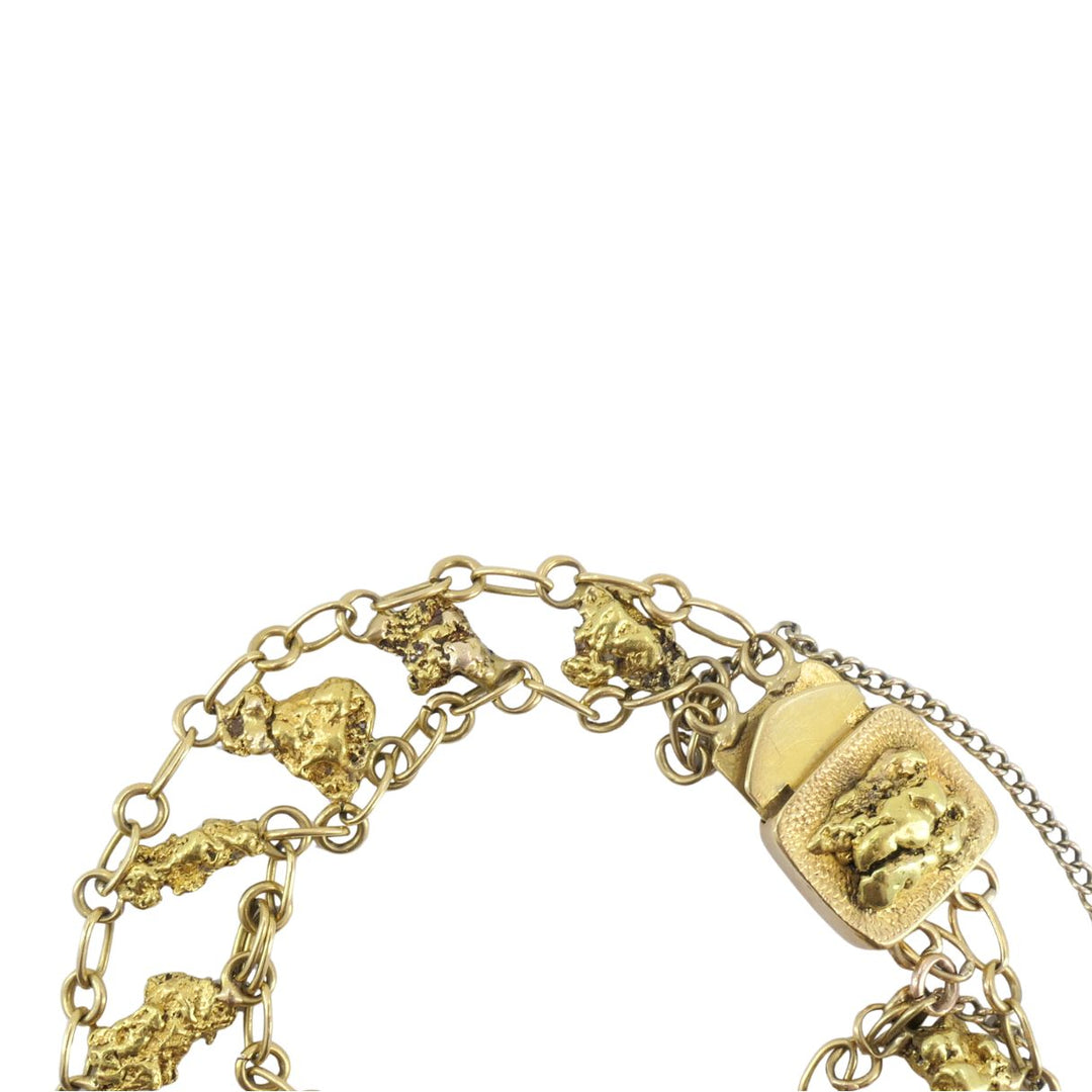 Vintage 22k Yellow Gold Nugget Link Bracelet, Circa 1970s
