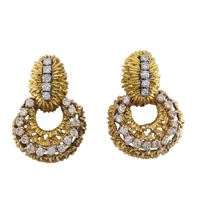 14k Gold  Diamond Door Knocker Earrings