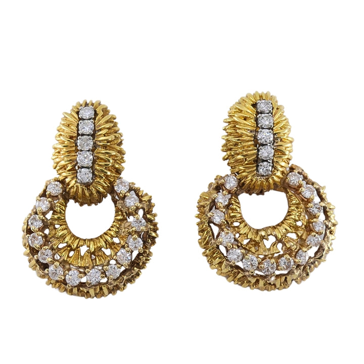 14k Gold  Diamond Door Knocker Earrings