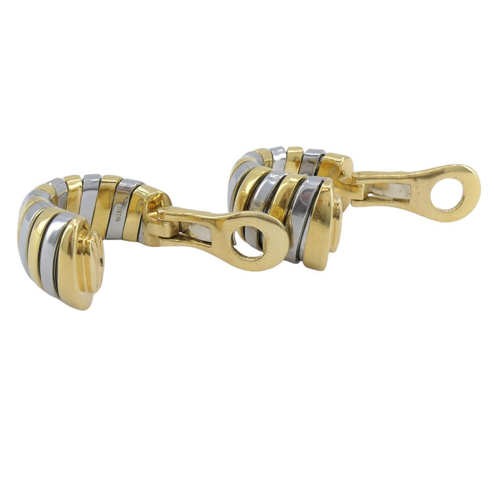 Vintage Bvlgari 18k Gold Stainless Steel Tubogas Huggie Bulgari Earrings