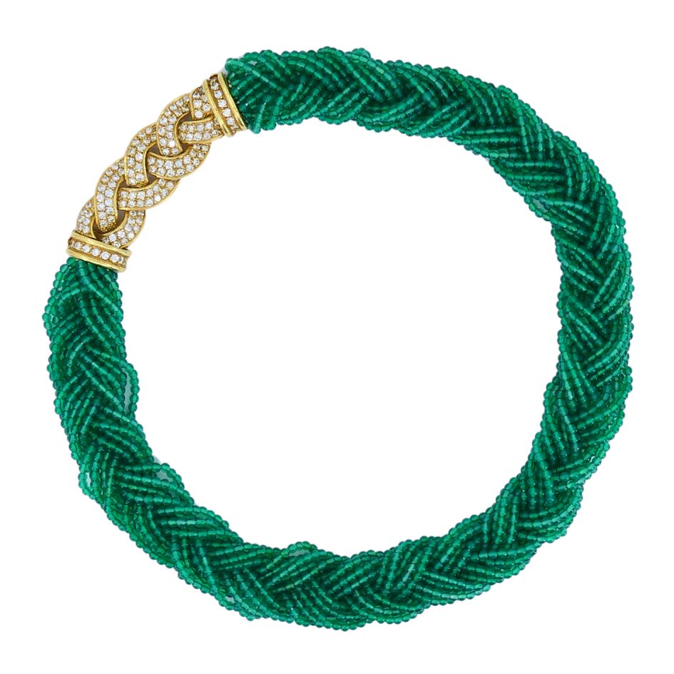 Van Cleef & Arpels Set 18k Gold Diamond Interchangeable Gemstone Bead Necklaces