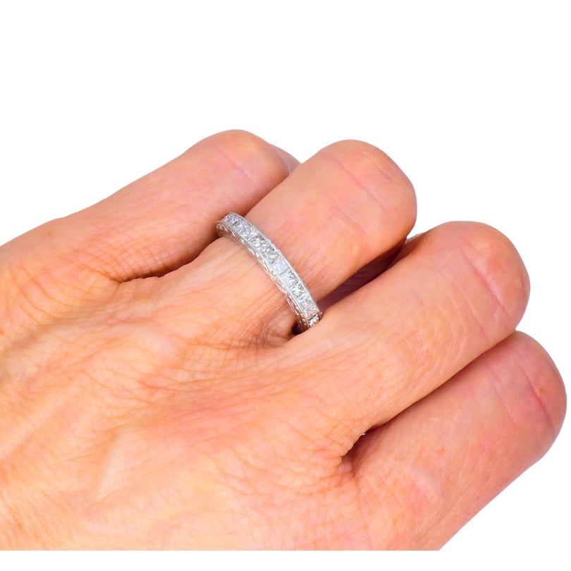 Michael Beaudry Princess Cut Diamond Eternity Band Platinum Size 6.5 Wedding Ring