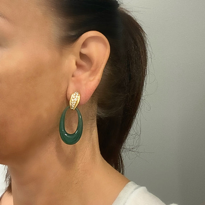 Cartier 18K Gold Chrysoprase Diamond Interchangeable Doorknocker Earrings