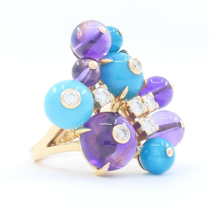 Cartier Necklace & Ring Set 18k Gold Amethyst Turquoise Diamond Box & Cert.